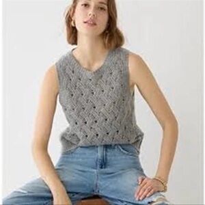 J. Crew Cashmere Pointelle Sweater Vest in Gray Sz small BJ575